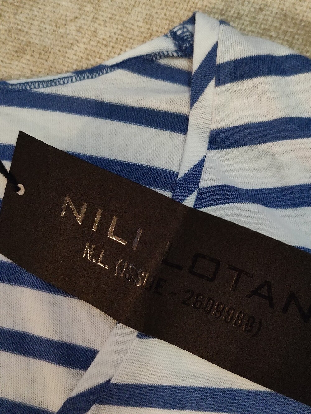 Nili Lotan Blue White Strip Scoop-Neck Dress - Size S - Picture 7 of 8